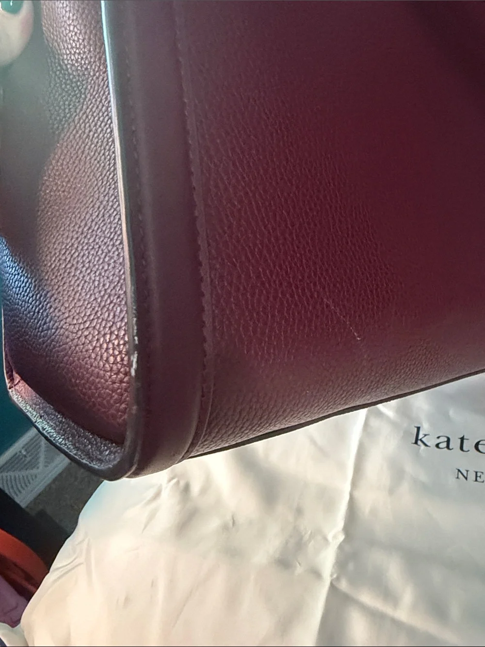 Kate Spade Leather Tote in Burgundy with Gold hardware